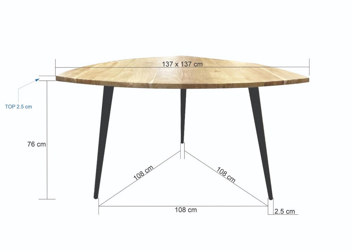 JEDÁLENSKÝ STÔL, akácia, čierna, farba akácie, 137/137/76 cm - čierna/farba akácie, Modern, kov/drevo (137/137/76cm) - Livetastic
