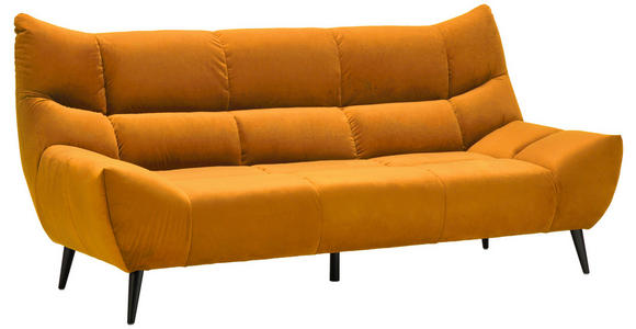 3-SITZER-SOFA Mikrofaser Currygelb  - Currygelb/Schwarz, Design, Textil/Metall (224/106/101cm) - Xora