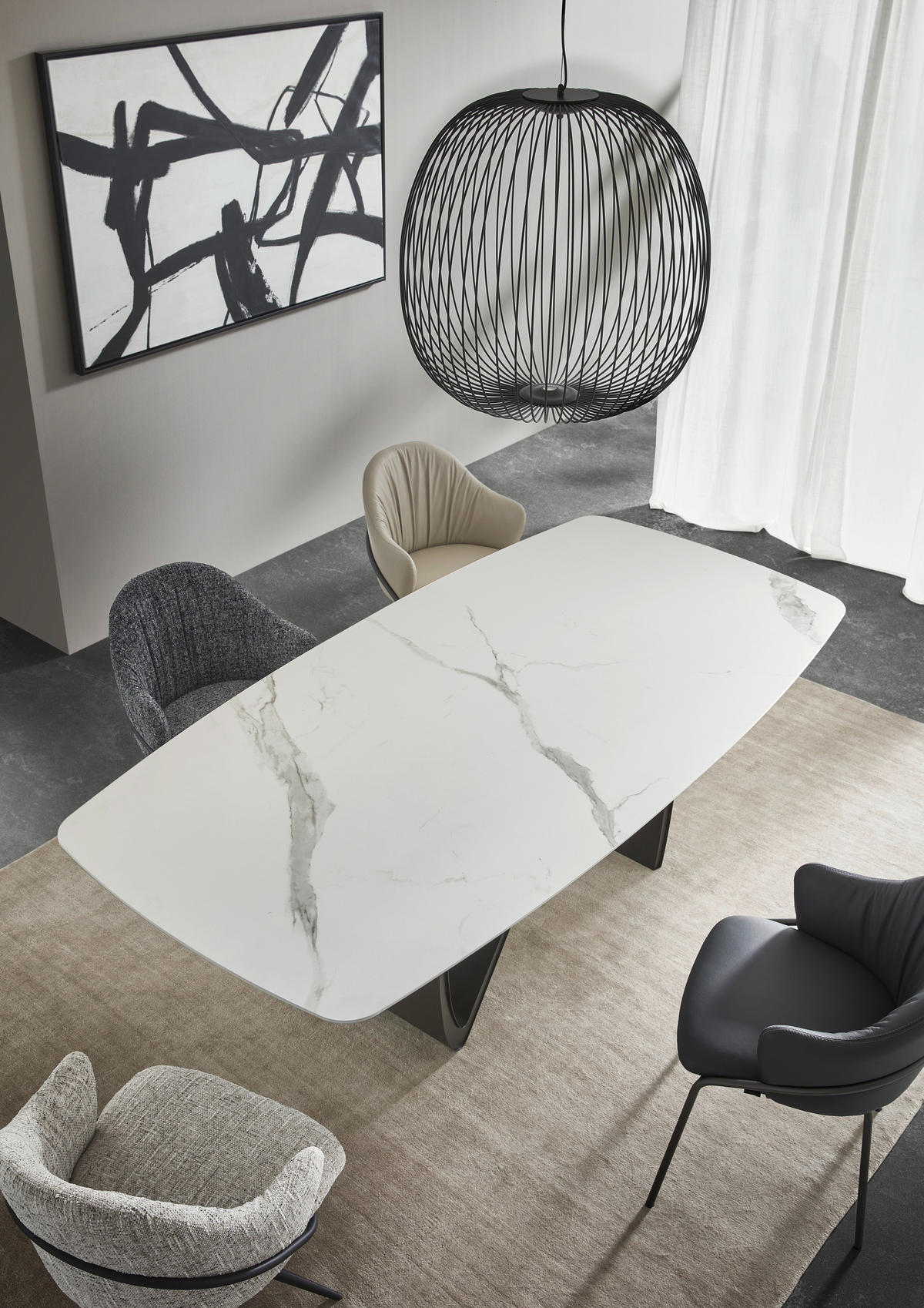 ESSTISCH in Metall, Keramik 220/110/76 cm  - Beige/Schwarz, Design, Keramik/Metall (220/110/76cm) - Emilio Belluti