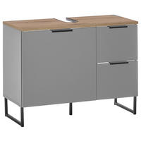 WASCHBECKENUNTERSCHRANK 80/60/35 cm  - Eichefarben/Schwarz, KONVENTIONELL, Holzwerkstoff/Metall (80/60/35cm) - home24