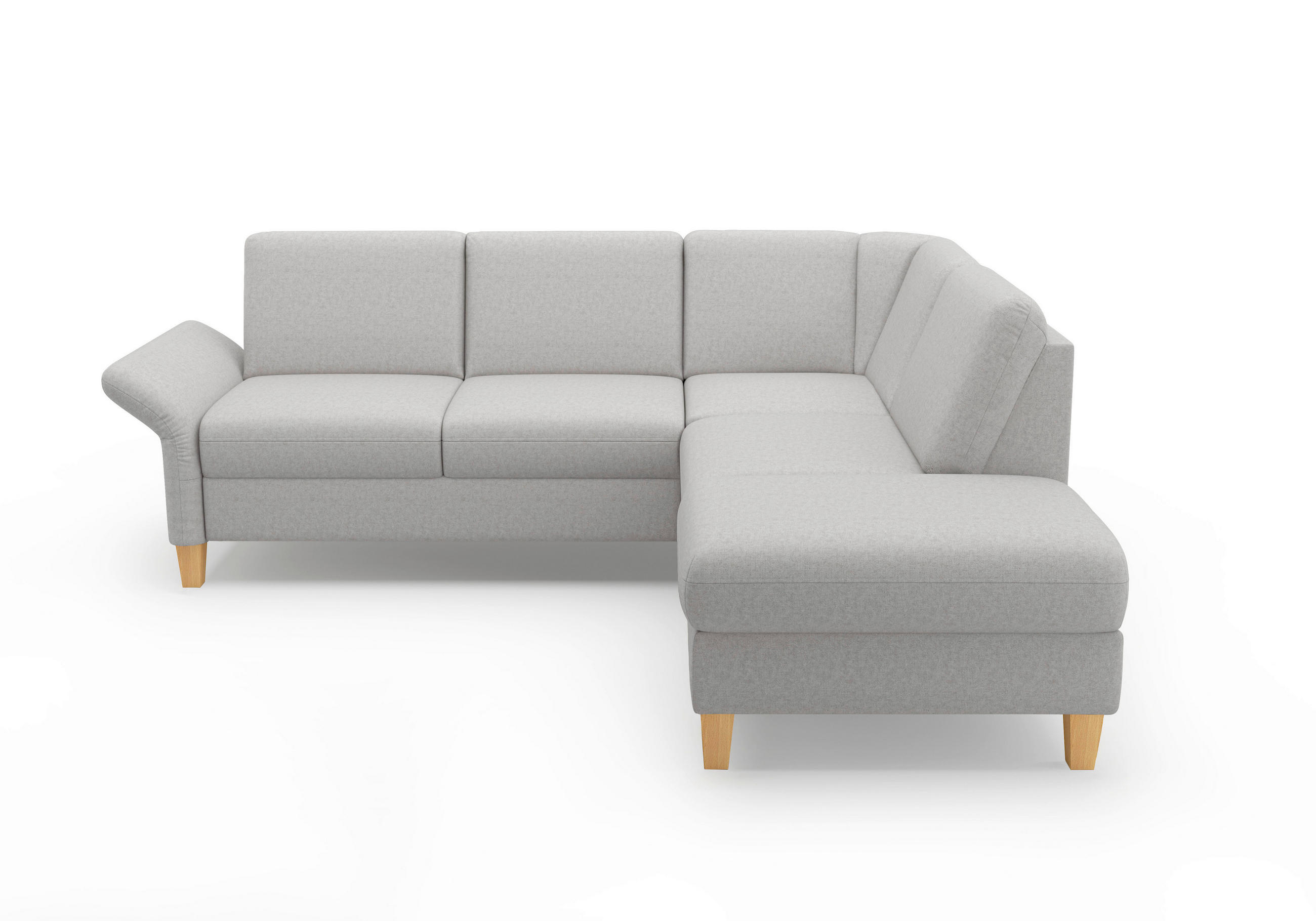 ECKSOFA ROCHELLE E Hellgrau Flachgewebe  - Eichefarben/Hellgrau, KONVENTIONELL, Holz/Textil (240/216cm) - Sit & More