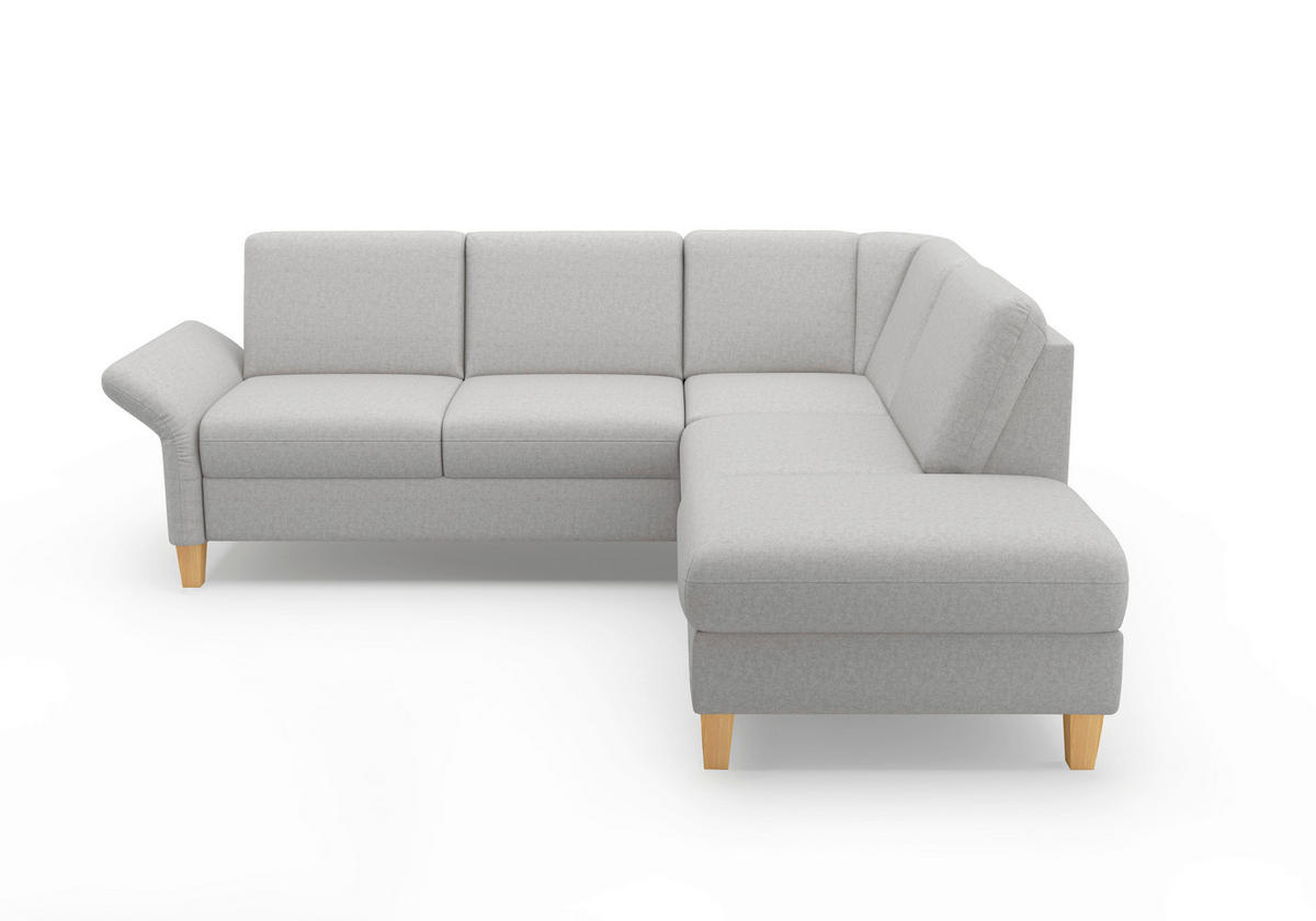 ECKSOFA ROCHELLE E Hellgrau Flachgewebe  - Eichefarben/Hellgrau, KONVENTIONELL, Holz/Textil (240/216cm) - Sit & More