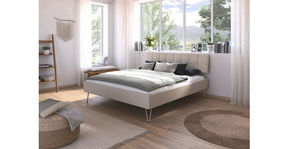 BETT 180/200 cm  in Champagner  - Champagner, Design, Holzwerkstoff/Textil (180/200cm) - Carryhome