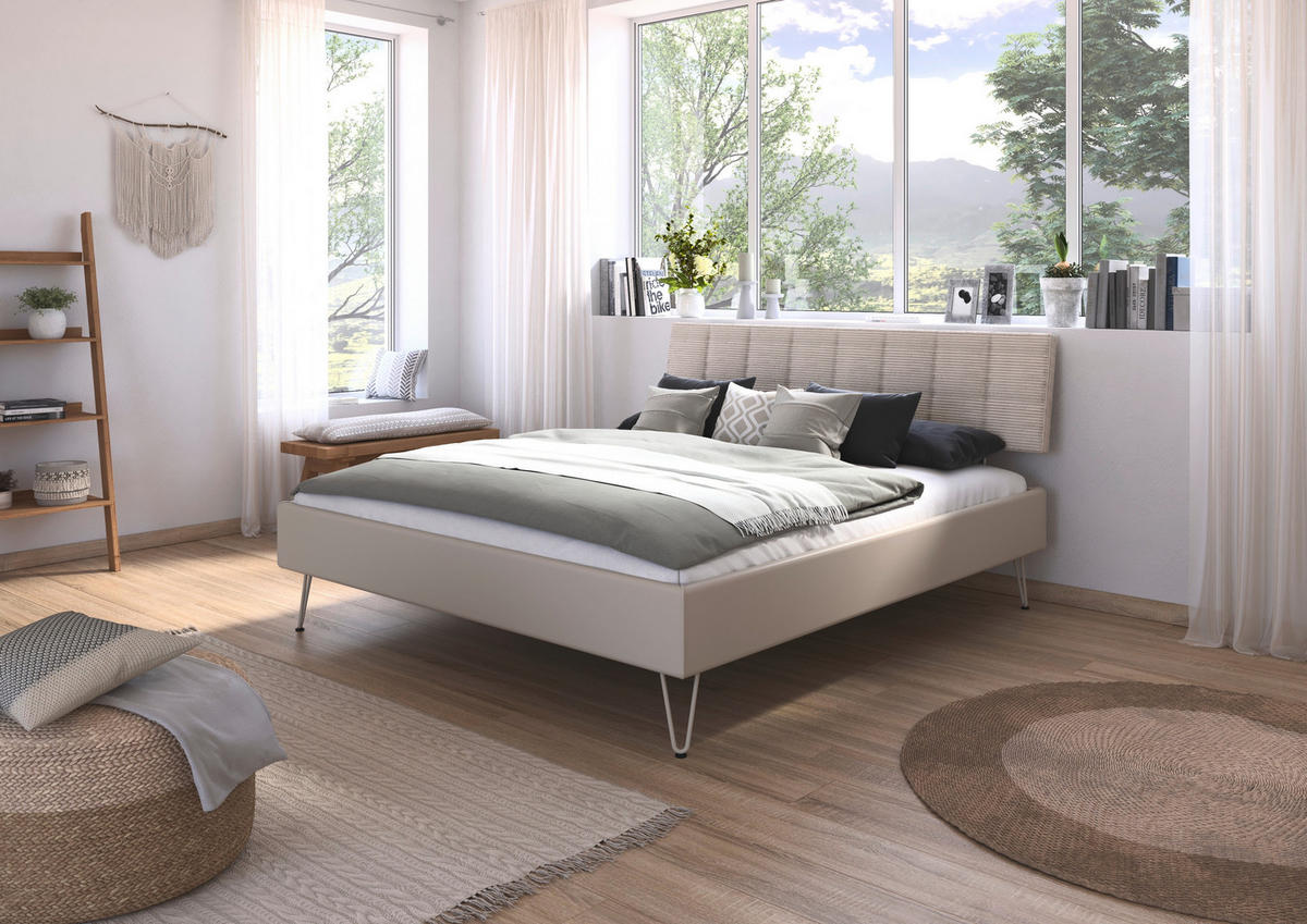 BETT 180/200 cm  Champagner   - Champagner, Design, Holzwerkstoff/Textil (180/200cm) - Carryhome