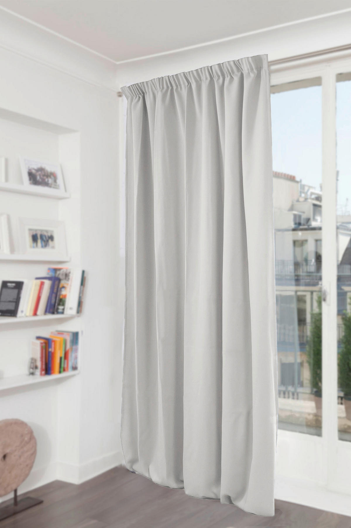 VERDUNKELUNGSVORHANG - Hellgrau, Basics, Textil (135/250cm)