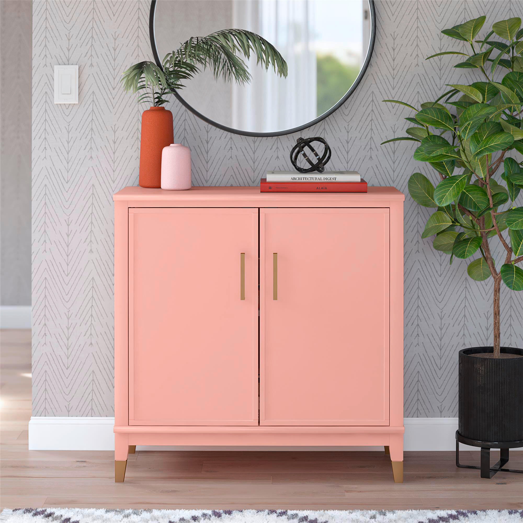 HIGHBOARD Westerleigh  in 86/85/41 cm  - Hellrosa/Goldfarben, Design, Holzwerkstoff/Metall (86/85/41cm) - MID.YOU