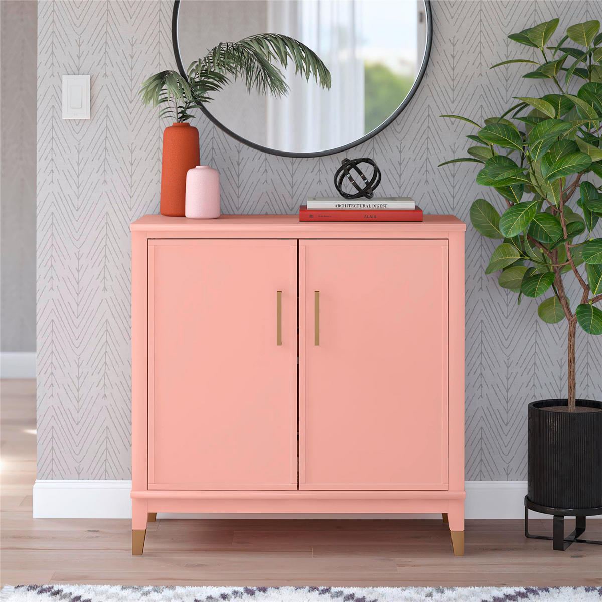 HIGHBOARD Westerleigh  in 86/85/41 cm  - Hellrosa/Goldfarben, Design, Holzwerkstoff/Metall (86/85/41cm) - MID.YOU