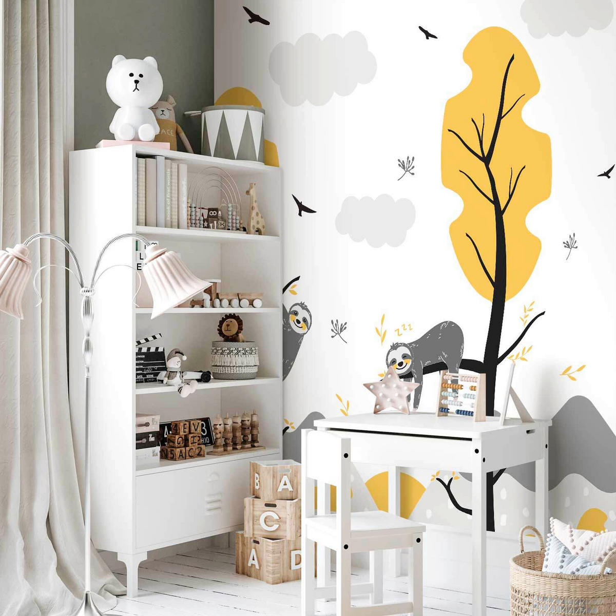 FOTOTAPET 400/280 cm  - grå/gul, Lifestyle, textil (400/280cm) - artgeist