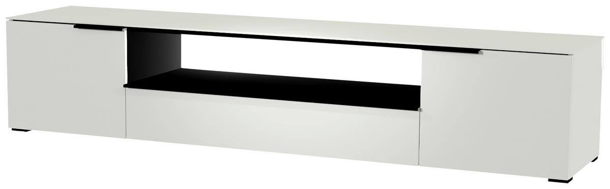 LOWBOARD Schwarz, Weiss  210/43/45 cm  - Weiss/Schwarz, Design, Glas/Holzwerkstoff (210/43/45cm) - Moderano