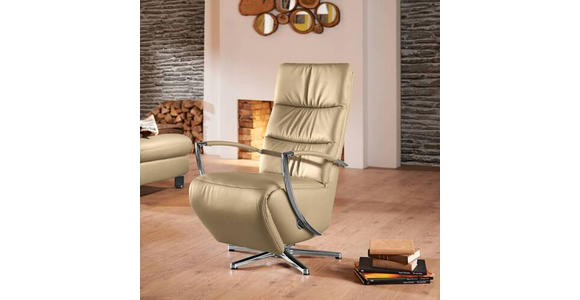 RELAXSESSEL in Leder Cappuccino  - Chromfarben/Cappuccino, Design, Leder/Metall (64/112/80cm) - Cantus