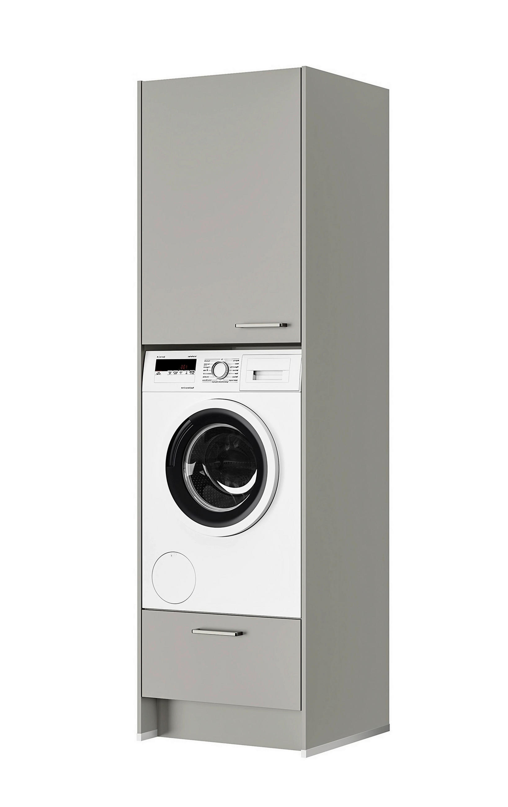 WASCHMASCHINENSCHRANK 63,2/216,6/58,3 cm  in Grau  - Edelstahlfarben/Weiß, MODERN, Holzwerkstoff/Metall (63,2/216,6/58,3cm) - Nobilia