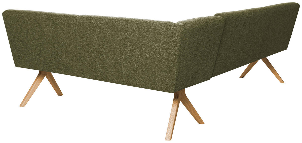 ECKBANK 238/172 cm Webstoff Grün Eiche vollmassiv   - Eichefarben/Grün, KONVENTIONELL, Holz/Textil (238/172cm) - Linea Natura