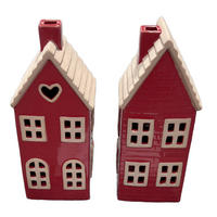 DEKORAČNÍ DOMEČEK - přírodní barvy/červená, Trend, keramika (9/20,8/7,3cm) - X-Mas