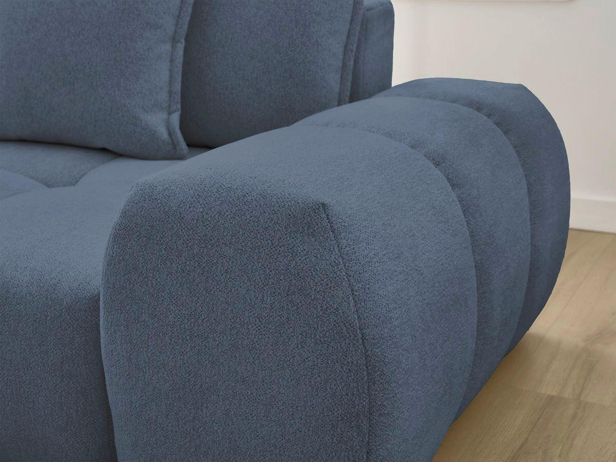 ECKSCHLAFSOFA EVEREST  mit Rücken echt, Armteil links, Armteil rechts Flachgewebe Dunkelblau  - Schwarz/Dunkelblau, MODERN, Kunststoff/Textil (180/318cm) - Livetastic