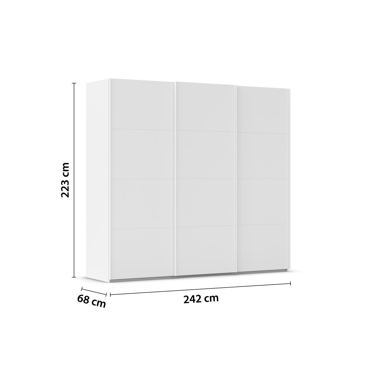 SCHWEBETÜRENSCHRANK 242/223/68 cm 3-türig Weiß  - Weiß, Design, Holzwerkstoff/Kunststoff (242/223/68cm) - Novel