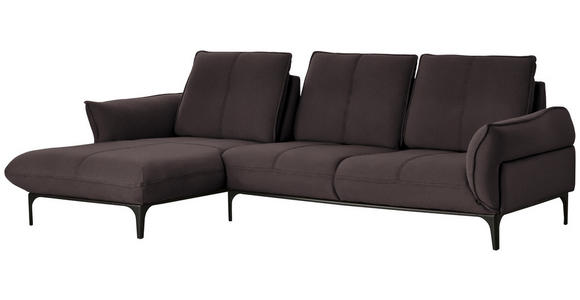 ECKSOFA in Echtleder Dunkelbraun  - Dunkelbraun/Schwarz, Natur, Leder (182/277cm) - Valnatura