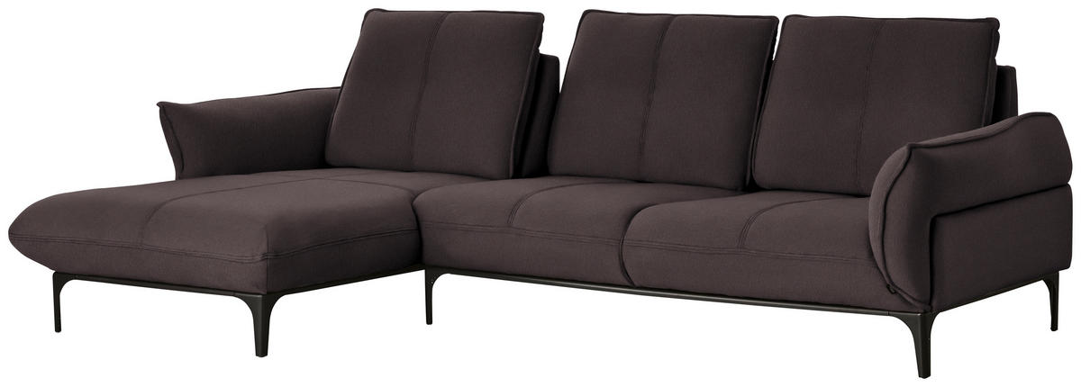 ECKSOFA in Echtleder Dunkelbraun  - Dunkelbraun/Schwarz, Natur, Leder (182/277cm) - Valnatura