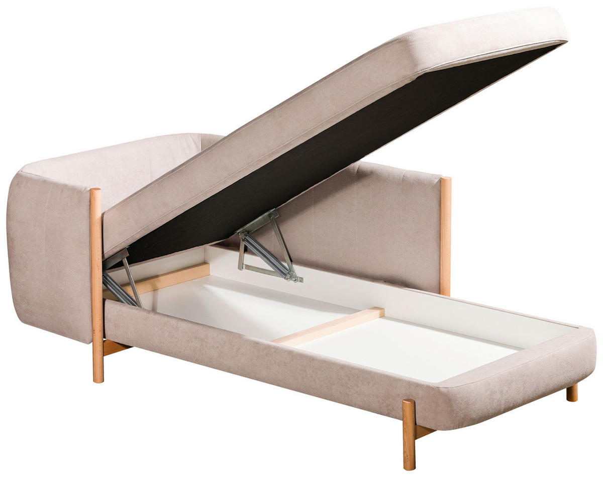 RÉCAMIERE in Plüsch Greige  - Greige/Naturfarben, Design, Holz/Textil (216/90/109cm) - Lomoco