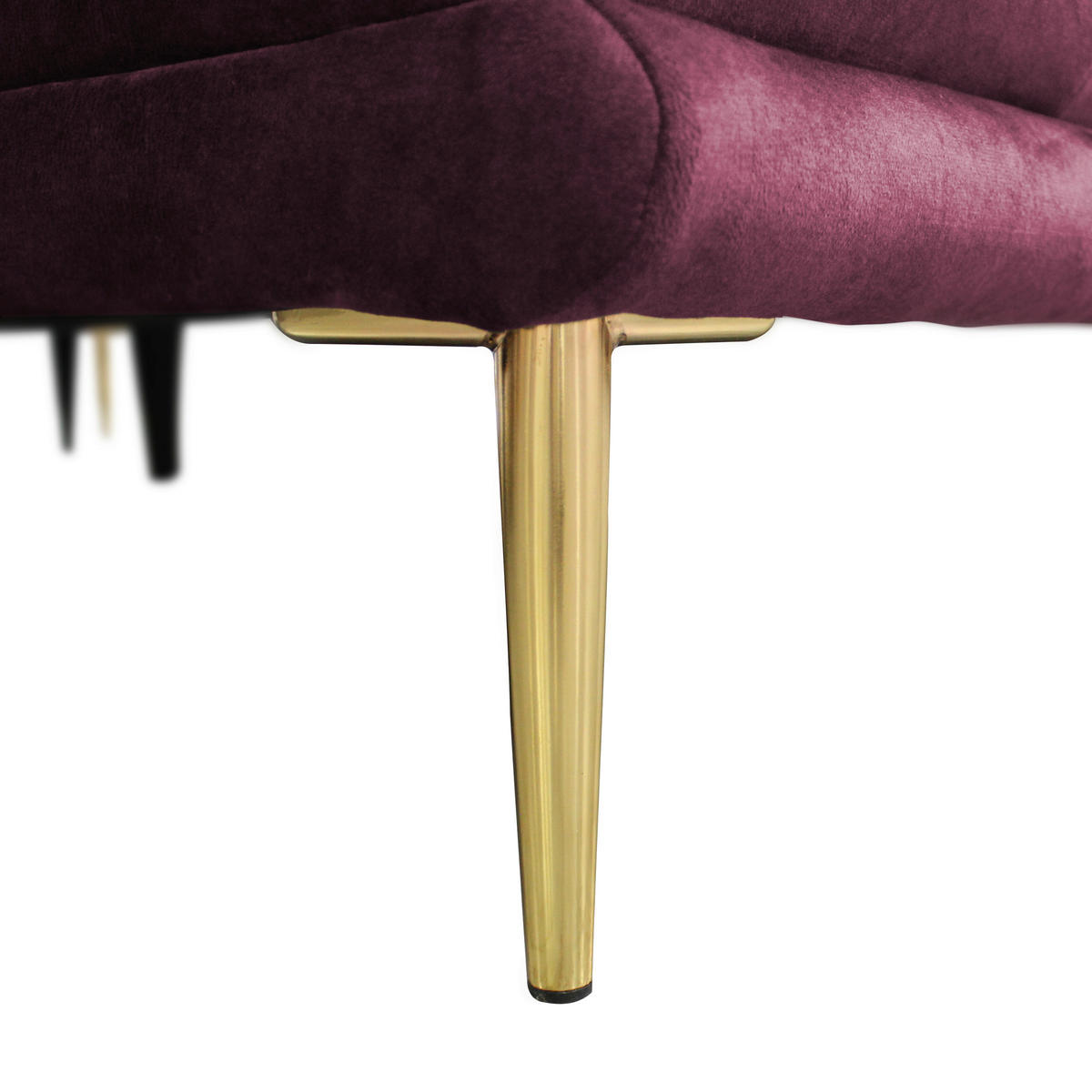 ECKSOFA Weinrot Velours  - Weinrot/Goldfarben, Design, Textil/Metall (264/196cm) - MID.YOU