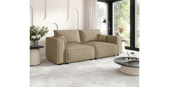 SOFA Webstoff Beige  - Beige/Schwarz, MODERN, Kunststoff/Textil (250/68/104cm) - Xora
