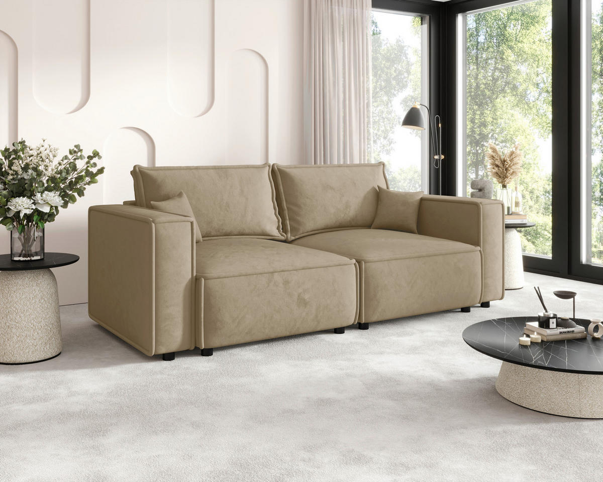 SOFA Webstoff Beige  - Beige/Schwarz, MODERN, Kunststoff/Textil (250/68/104cm) - Xora