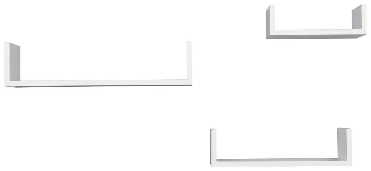 WANDREGALSET 3-teilig Weiß  - Weiß, MODERN, Holzwerkstoff (42,5/10/9,8cm)