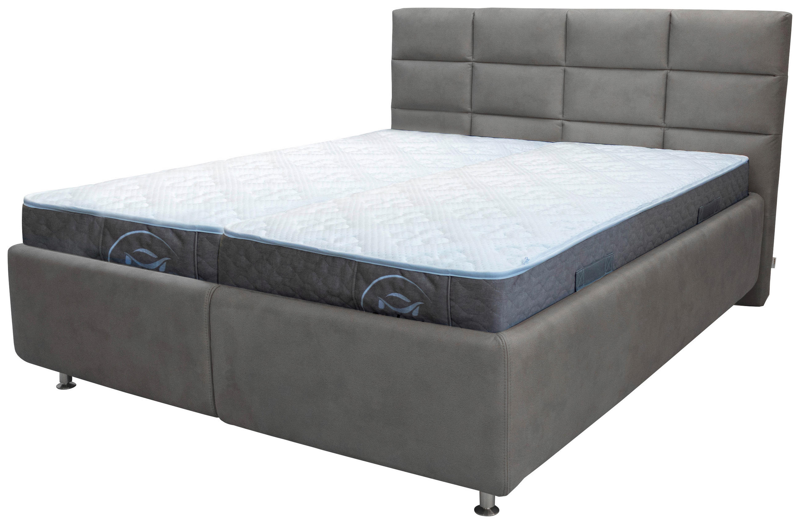 KÁRPITOZOTT ÁGY  világosszürke  - világosszürke/alumíniumszínű, Basics, textil/fa (174/107/222cm) - Andante