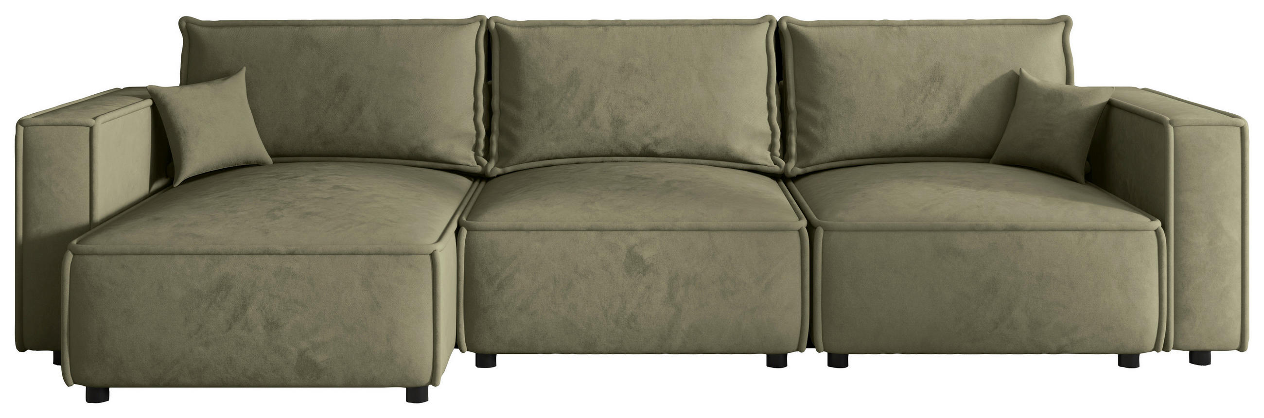 ECKSOFA Olivgrün Webstoff Zierkissen, Rückenkissen, Rücken echt  - Schwarz/Olivgrün, MODERN, Kunststoff/Textil (153/350cm) - Xora