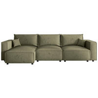 ECKSOFA Olivgrün Webstoff Zierkissen, Rückenkissen, Rücken echt  - Schwarz/Olivgrün, MODERN, Kunststoff/Textil (153/350cm) - Xora