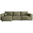 ECKSOFA Olivgrün Webstoff Zierkissen, Rückenkissen, Rücken echt  - Schwarz/Olivgrün, MODERN, Kunststoff/Textil (153/350cm) - Xora