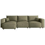 ECKSOFA Olivgrün Webstoff Zierkissen, Rückenkissen, Rücken echt  - Schwarz/Olivgrün, MODERN, Kunststoff/Textil (153/350cm) - Xora