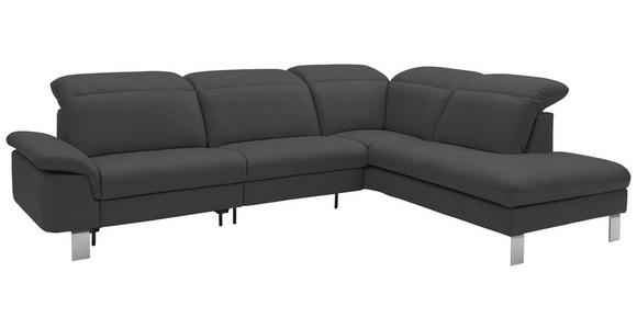 ECKSOFA in Echtleder Grau  - Edelstahlfarben/Grau, Design, Leder/Metall (309/233cm) - Dieter Knoll