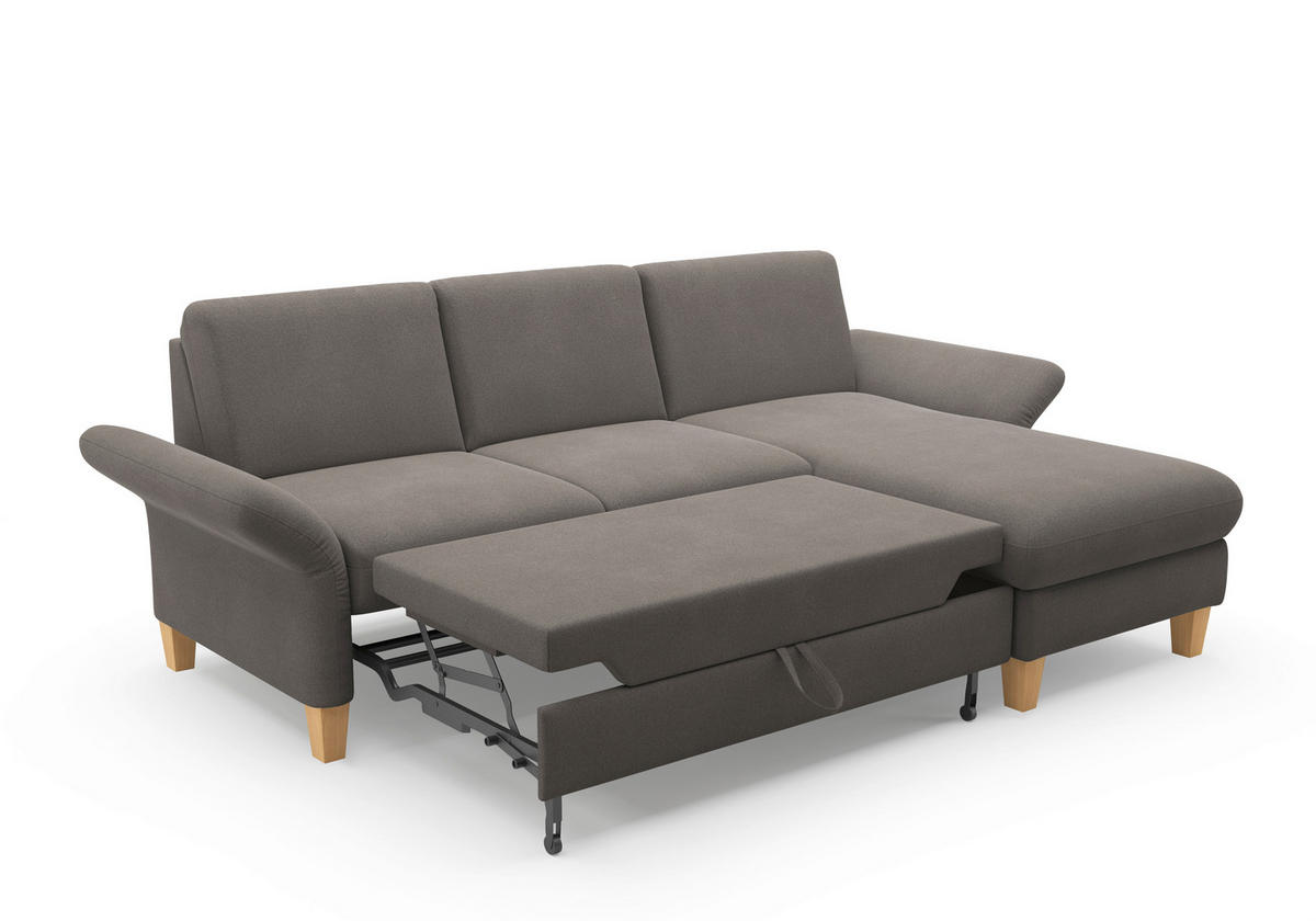 ECKSOFA ROCHELLE E Graphitfarben Flachgewebe  - Eichefarben/Graphitfarben, KONVENTIONELL, Holz/Textil (251/164cm) - Sit & More
