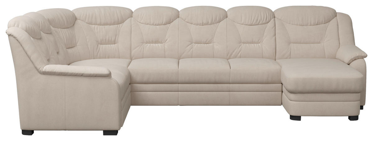 WOHNLANDSCHAFT  in Chenille Beige  - Beige/Schwarz, Basics, Kunststoff/Textil (211/330/162cm) - MID.YOU