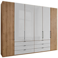 FALTTÜRENSCHRANK 300/236/58 cm 4-türig Weiß, Eiche Bianco  - Schieferfarben/Eiche Bianco, KONVENTIONELL, Glas/Holzwerkstoff (300/236/58cm) - Dieter Knoll