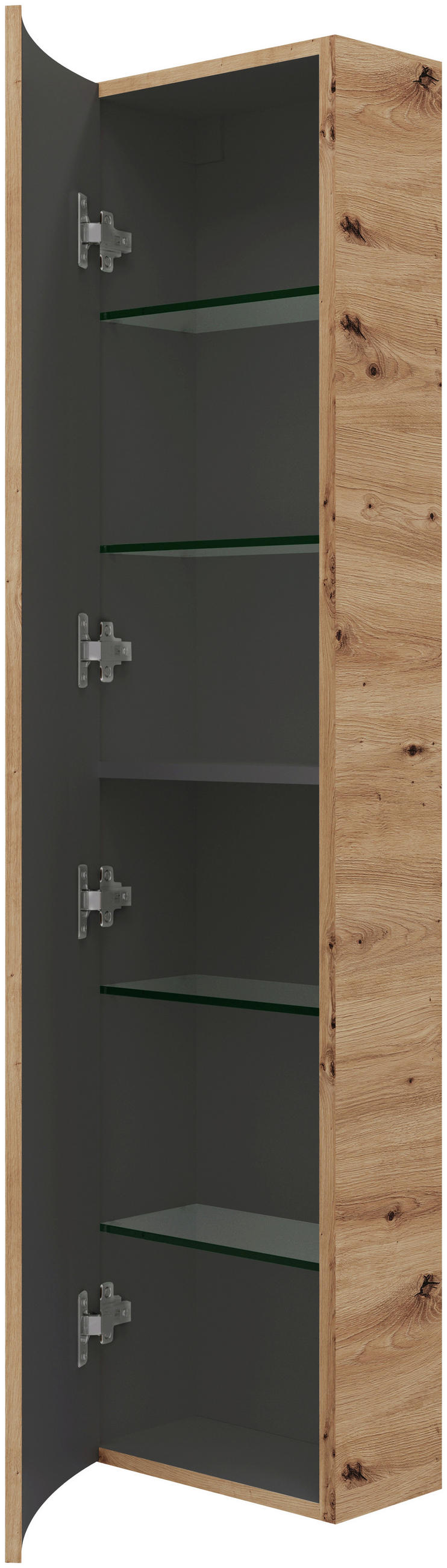 HOCHSCHRANK 33.5/139/20 cm  - Eiche Artisan, Natur, Glas/Holzwerkstoff (33.5/139/20cm) - Voleo