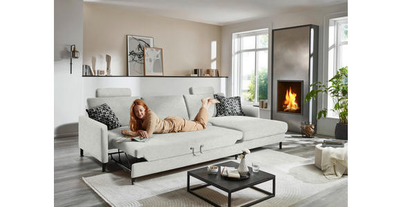 ECKSOFA  in Chenille, Flachgewebe Beige  316/175 cm  - Beige/Schwarz, Design, Textil/Metall (316/175cm) - Dieter Knoll