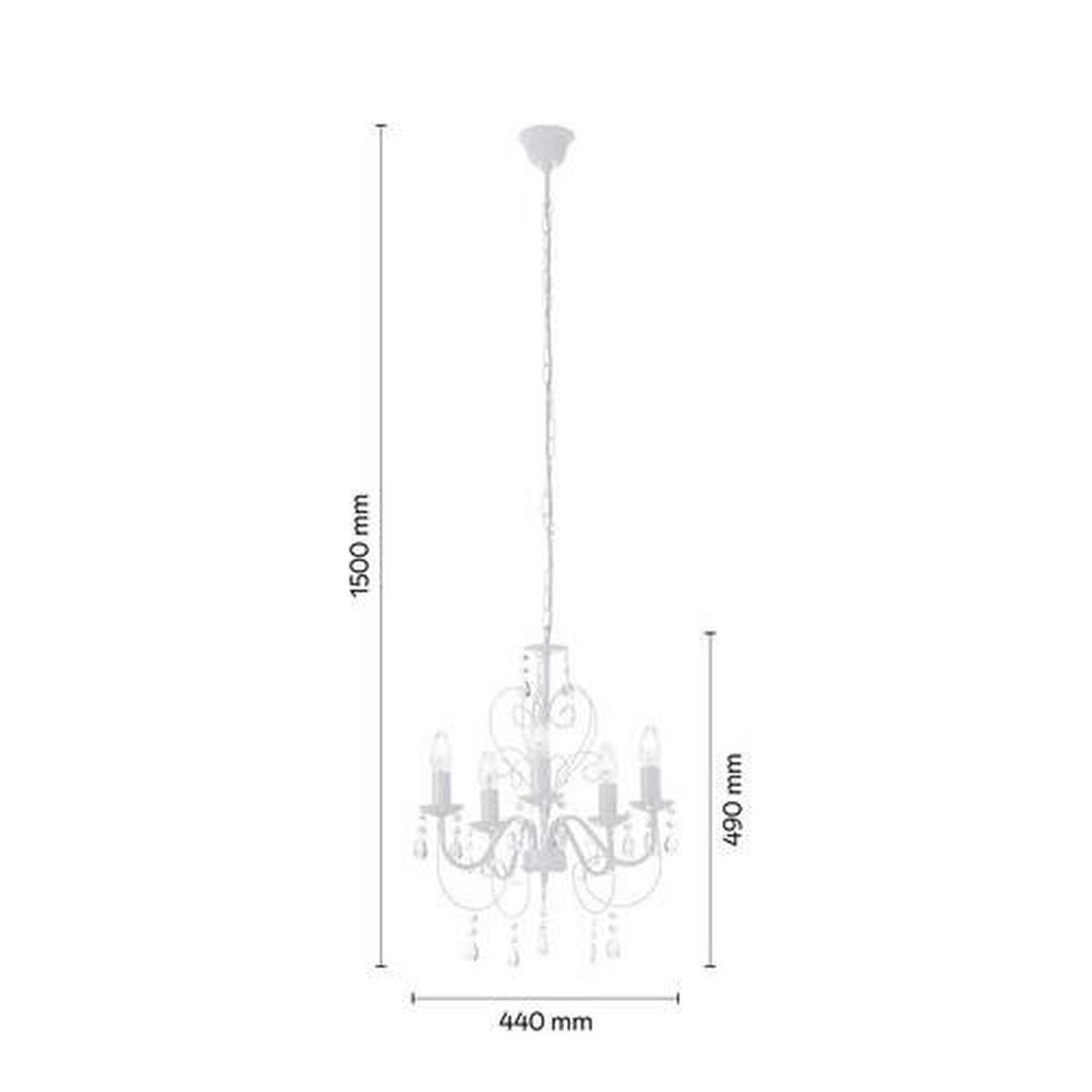 KRONLEUCHTER 44/150 cm    - Weiss, Lifestyle, Kunststoff/Metall (44/150cm) - Globo