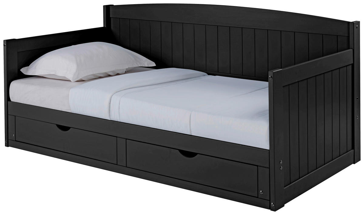 AUSZIEHBETT 90/200 cm Schwarz  - Schwarz/Naturfarben, Romantik / Landhaus, Holz/Kunststoff (90/200cm) - MID.YOU