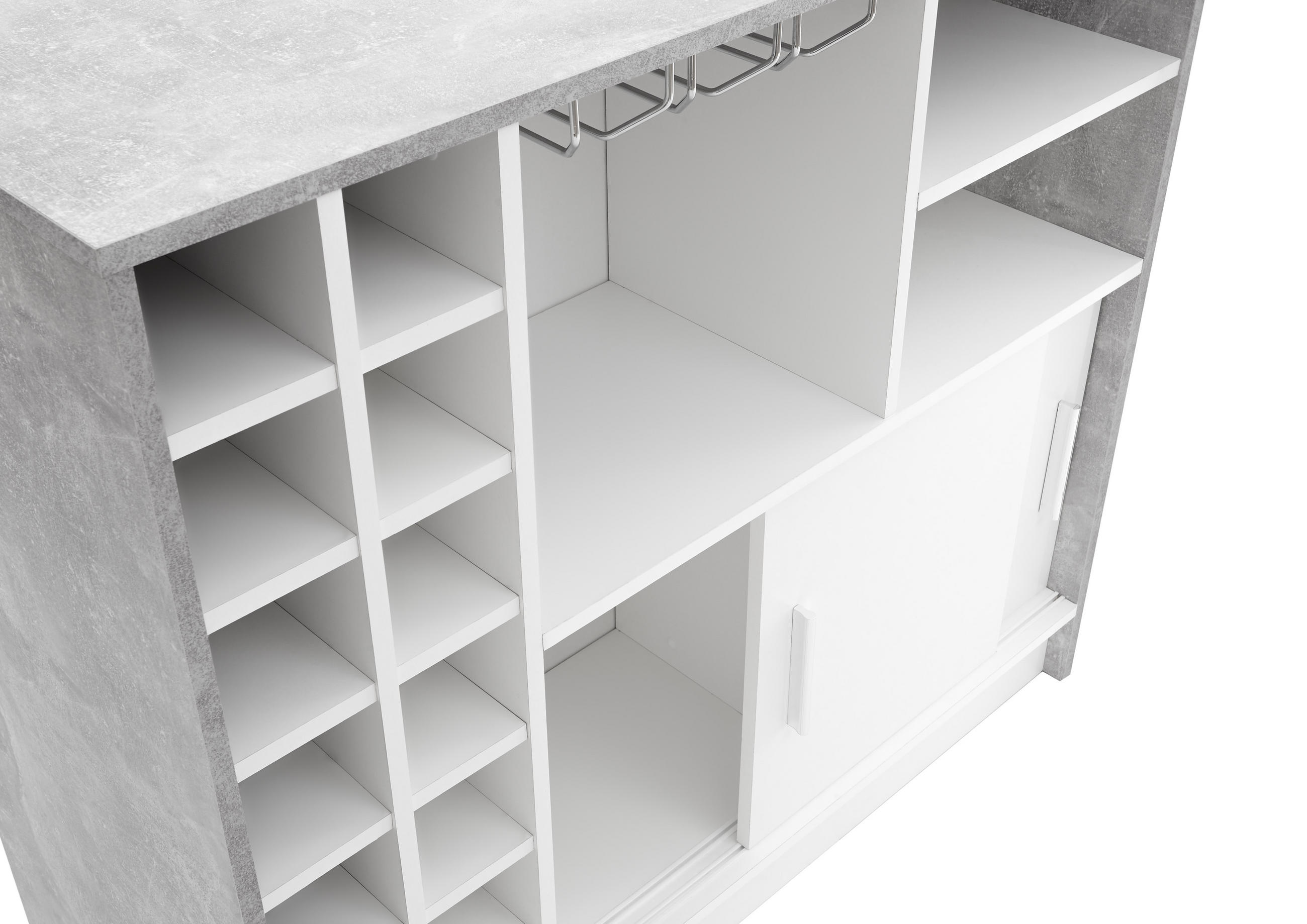 Thumbnail - Mid.you Bartisch, Weiß, Chrom, Hellgrau, Metall, Holzwerkstoff, rechteckig, Sockel, 48x100x110 cm, Stauraum, Esszimmer, ...