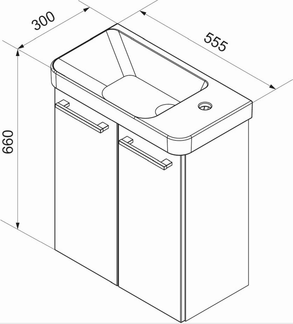 WASCHTISCHKOMBI 55,5 cm  - Chromfarben/Anthrazit, MODERN, Keramik/Holzwerkstoff (55,5cm) - Voleo