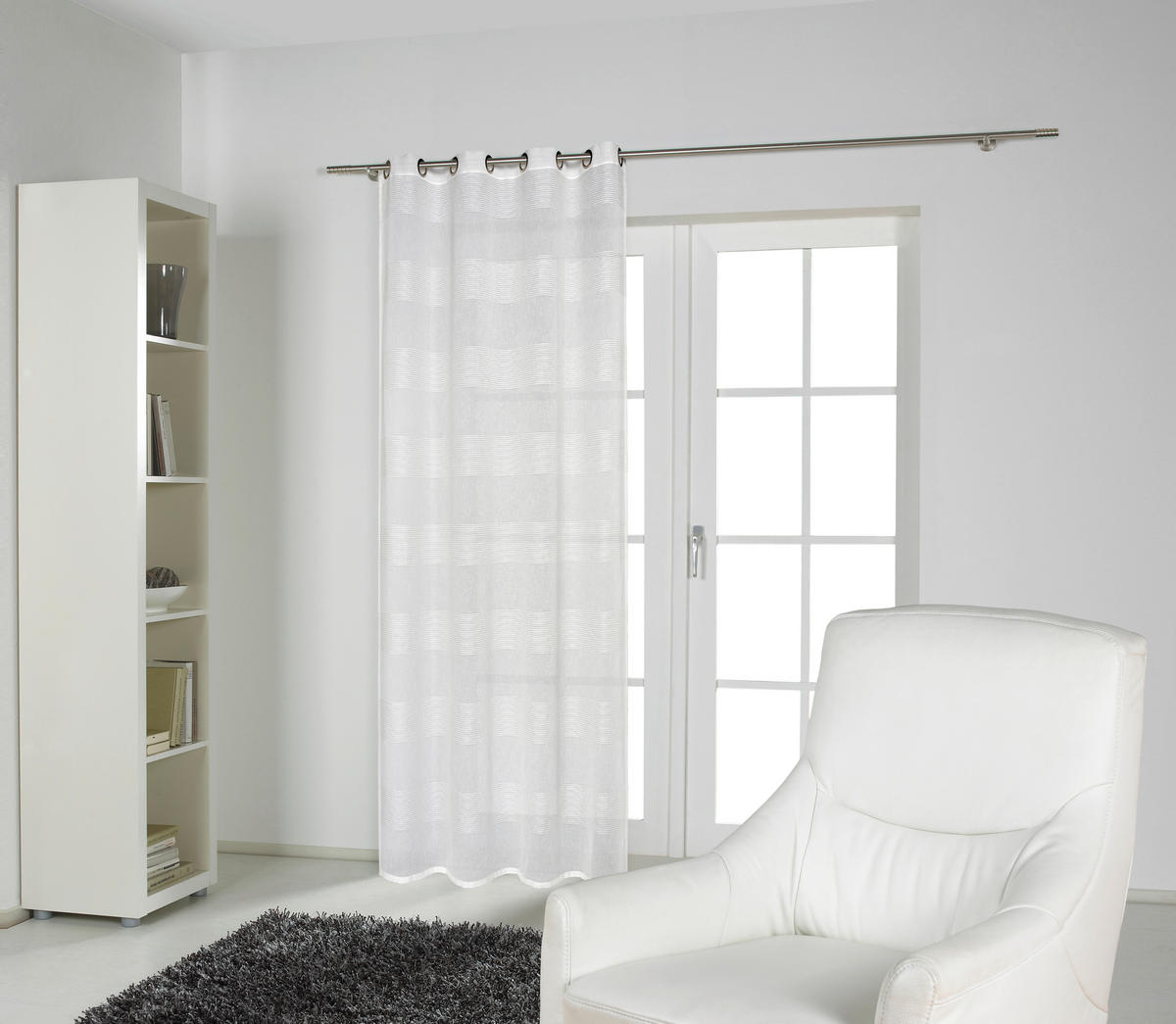 ZÁVĚS S OČKY, průhledné, 140/245 cm - bílá, Basics, textil (140/245cm) - Esposa