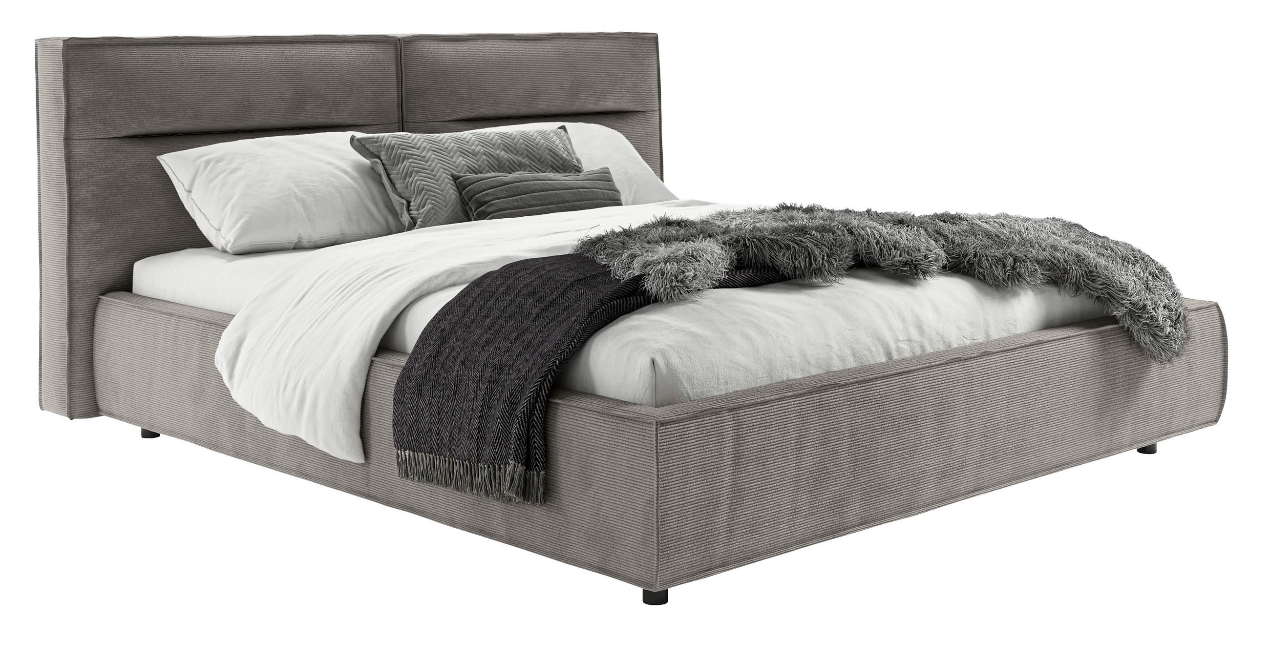 POLSTERBETT gepolstertes Kopfteil 180/200 cm  in Grau  - Schwarz/Grau, Design, Kunststoff/Textil (180/200cm) - Lomoco