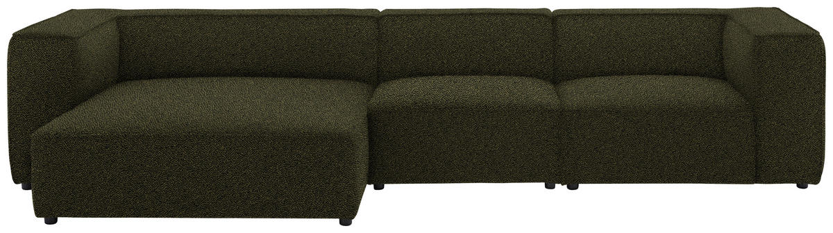 ECKSOFA in Flachgewebe Olivgrün  - Schwarz/Olivgrün, Design, Kunststoff/Textil (164/341cm) - W.Schillig