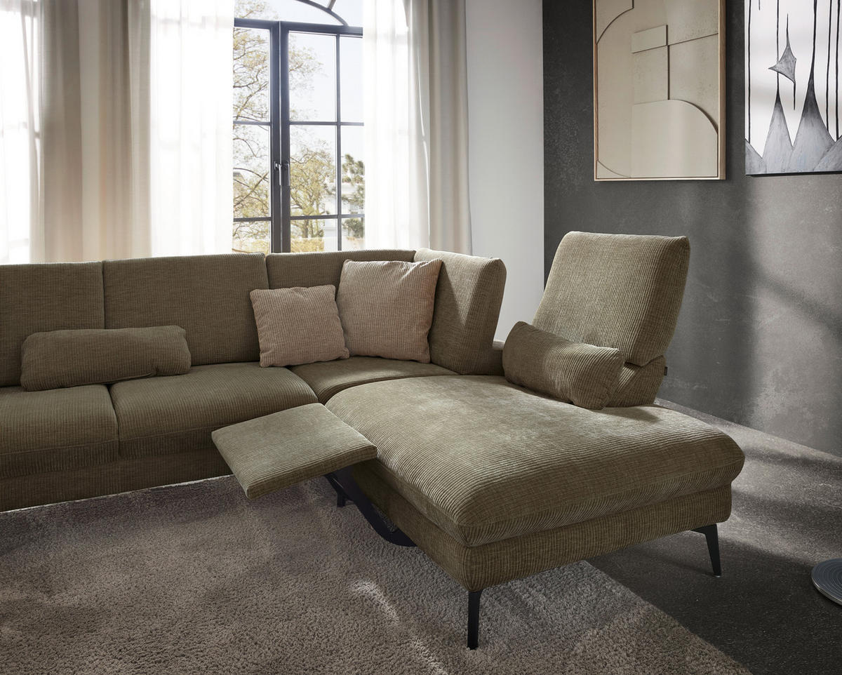 WOHNLANDSCHAFT in Webstoff Hellbraun  - Hellbraun/Schwarz, Design, Textil/Metall (157/354/208cm) - Dieter Knoll