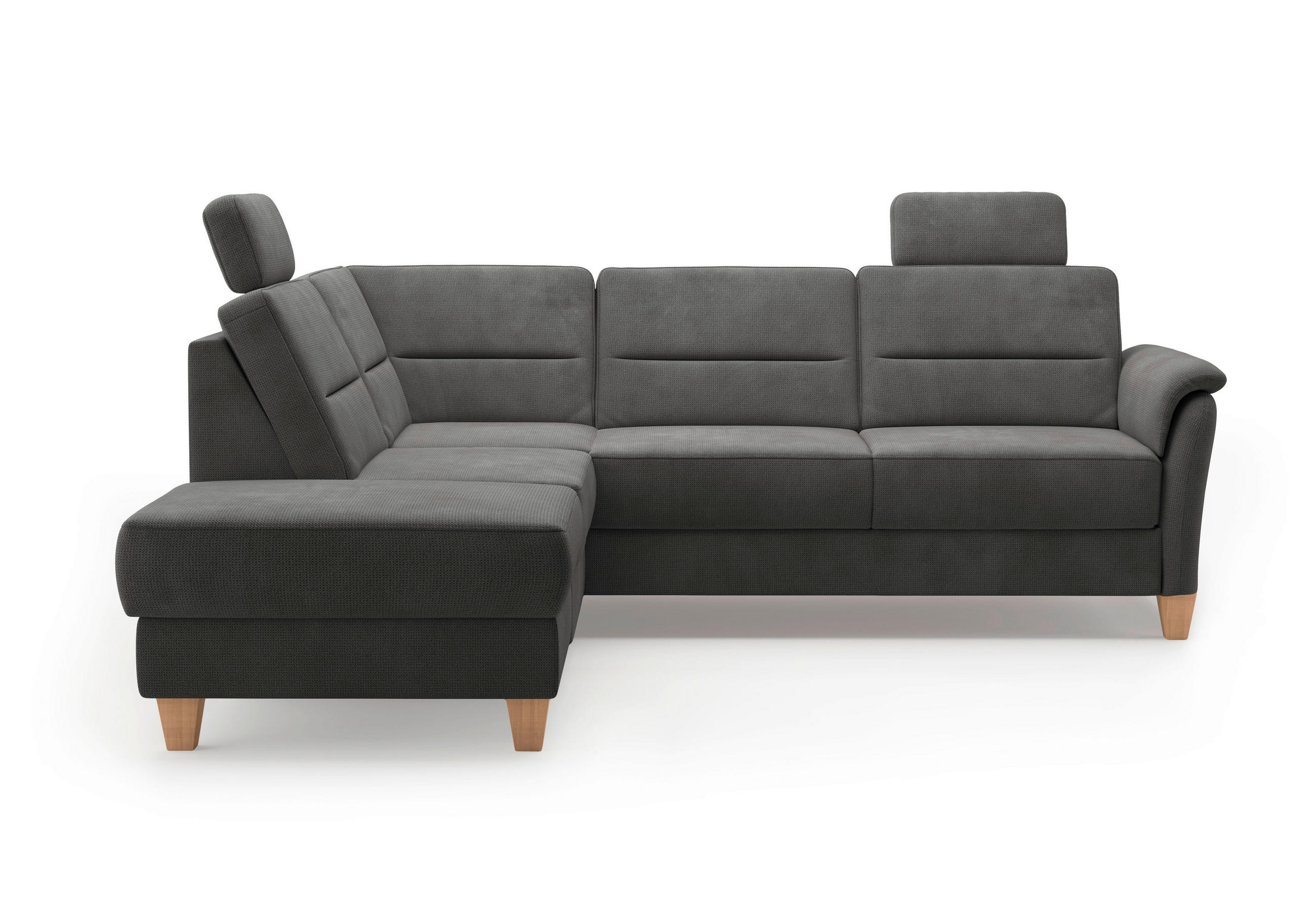 ECKSOFA in Flachgewebe Schwarz  212/236 cm  - Eichefarben/Schwarz, KONVENTIONELL, Holz/Textil (212/236cm) - Sit & More