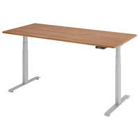 SCHREIBTISCH 180/80/64,5-129,5 cm  in Silberfarben, Nussbaumfarben  - Silberfarben/Nussbaumfarben, KONVENTIONELL, Holzwerkstoff/Metall (180/80/64,5-129,5cm) - Venda