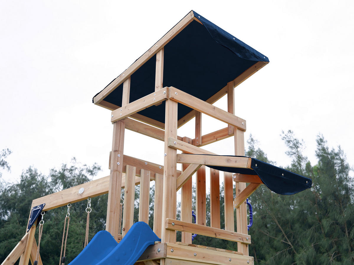SPIELTURM 345/270/336 cm  - Blau/Braun, KONVENTIONELL, Holz (345/270/336cm) - Ambia Garden