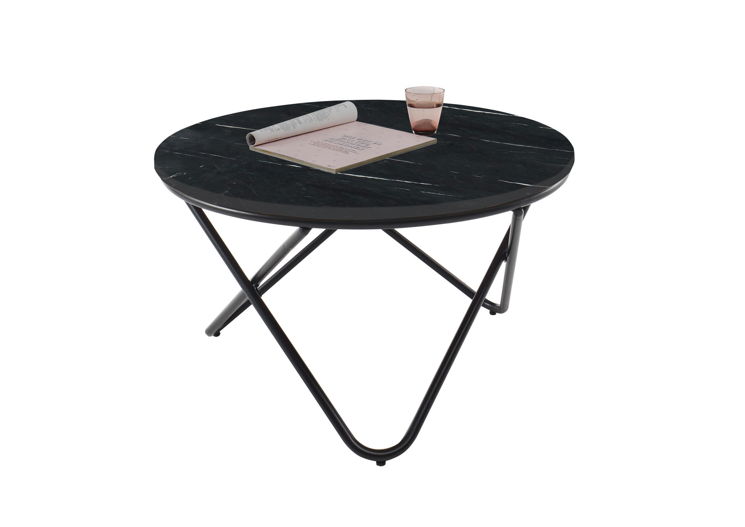 KONFERENČNÝ STOLÍK, čierna, kov, kameň,  - čierna, Design, kov/kameň (80/46cm) - MID.YOU