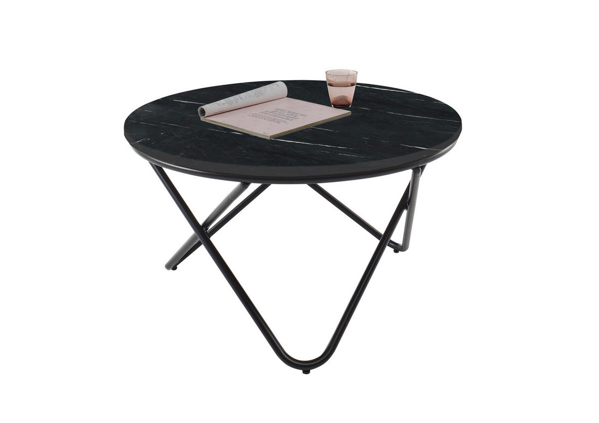 KONFERENČNÝ STOLÍK, čierna, kov, kameň,  - čierna, Design, kov/kameň (80/46cm) - MID.YOU